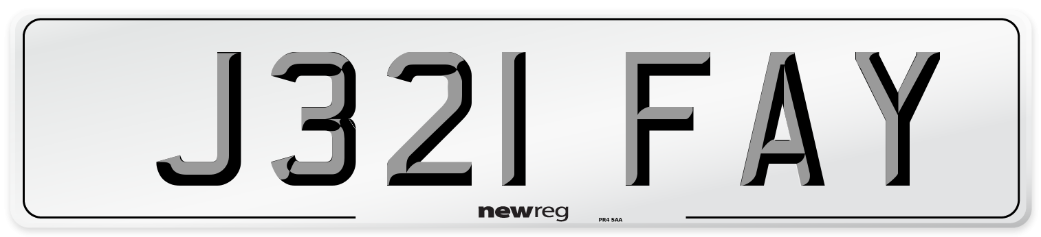 J321 FAY Number Plate from New Reg